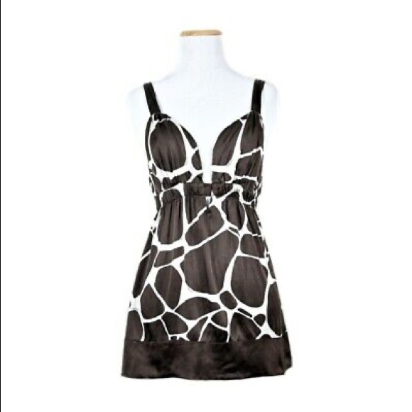BEBE Sexy Brown/White Giraffe Print Plunge Front M - Picture 1 of 11